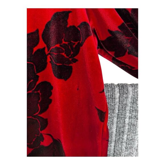 Red Black Velvet Floral Bohemian Hippie Chic Top Shirt Size 3X Newport News READ - Picture 4 of 8